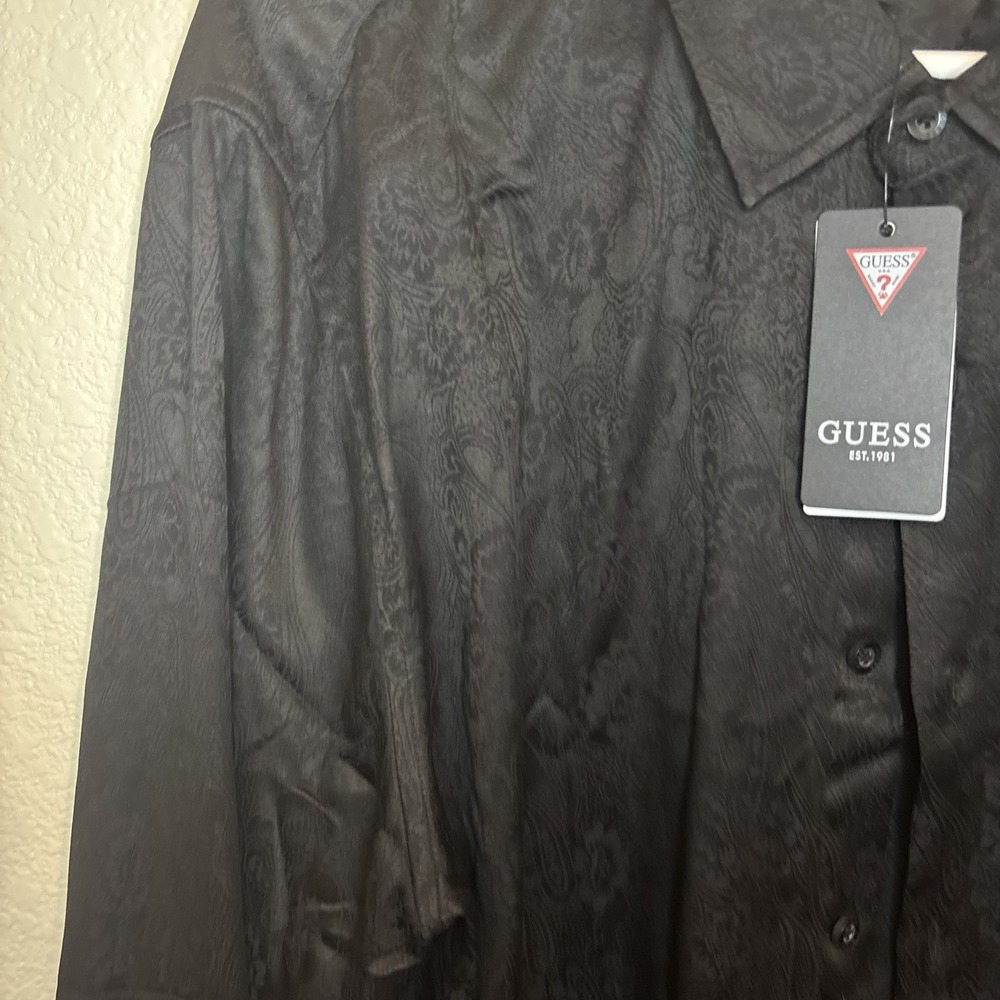 Guess Men's regular fit Shirt Long‎ Sleeves Paisley Print Allover Size XL - Picture 4 of 16